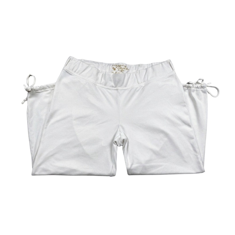 White‎ Capri Sweatpants Women's Size Large L Drawstring Hem Crop Lounge Joggers